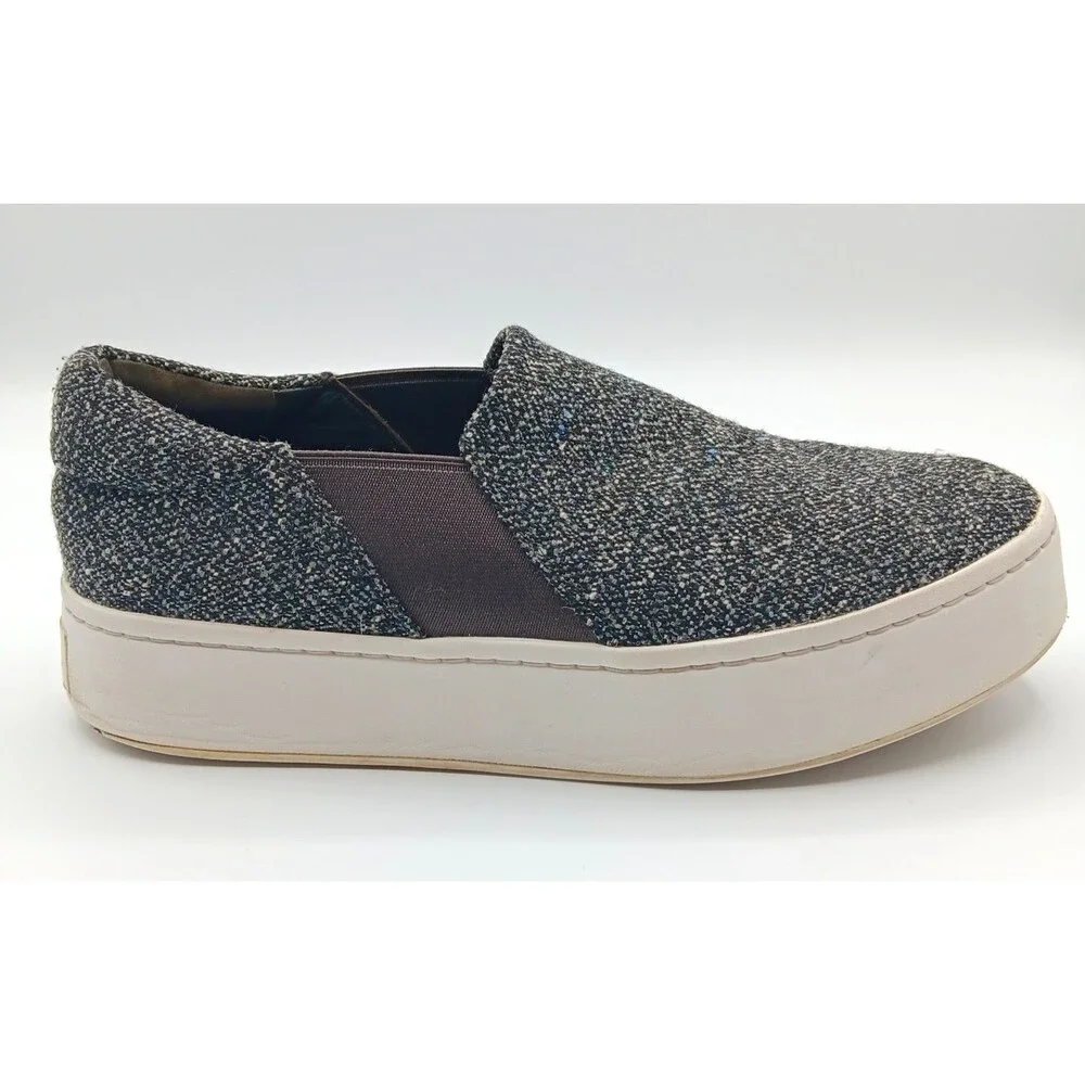 Vince Warren Sneakers Shoes Wm 8.5 Gray Tweed Slip On Platform Nautical Preppy